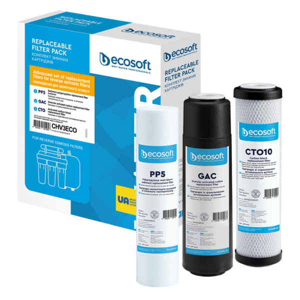 Ecosoft-Set verbesserte Ersatzfilter 1-2-3 für Umkehrosmosefilter
